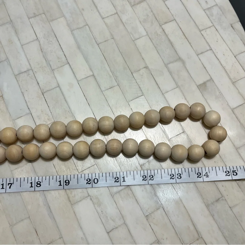 Natural Wooden Bead Decor, 50 inches Long